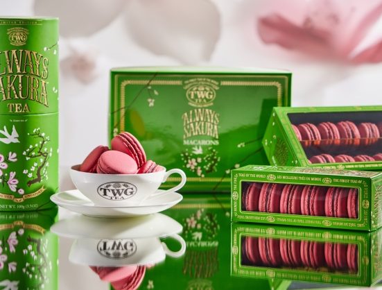櫻花季來臨！TWG Tea以綠茶及櫻花做基底，推出初春限定茶款「永恆之櫻茗茶」，風味馬卡龍同步上市