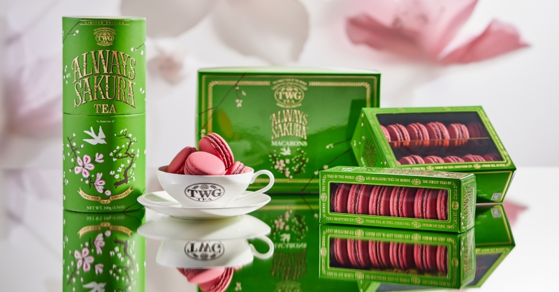櫻花季來臨！TWG Tea以綠茶及櫻花做基底，推出初春限定茶款「永恆之櫻茗茶」，風味馬卡龍同步上市